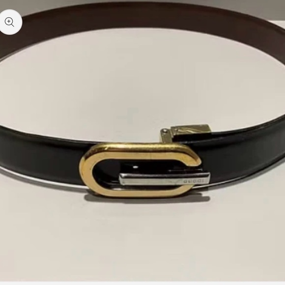 Gucci Black Belt with Gold Buckle - Picture 1 of 3